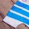 Zoom sur la manche et col du maillot OM Ligue des Champions 1993