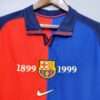 Zoom sur les logos du maillot Barca 1999