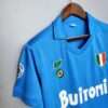 Zoom sur la manche et col du maillot vintage Naples Domicile 1987/1988