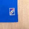 Zoom sur le logo et coutures du maillot vintage France Domicile Euro 1984