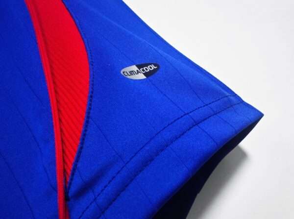Présente la manche et logo du maillot vintage France Domicile Coupe du Monde 2006
