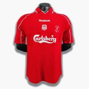 Vue avant du maillot vintage Liverpool Finale Coupe UEFA 2001