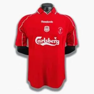 Vue avant du maillot vintage Liverpool Finale Coupe UEFA 2001